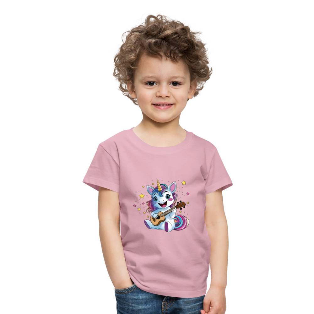 Kinder Premium T-Shirt "Ukulele-Einhorn" - Hellrosa