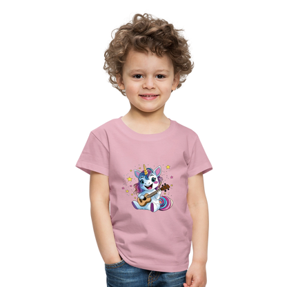 Kinder Premium T-Shirt "Ukulele-Einhorn" - Hellrosa