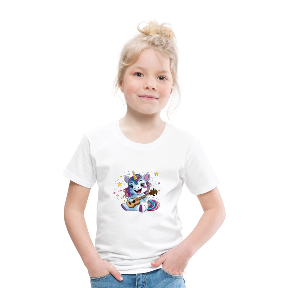 Kinder Premium T-Shirt "Ukulele-Einhorn" - Weiß