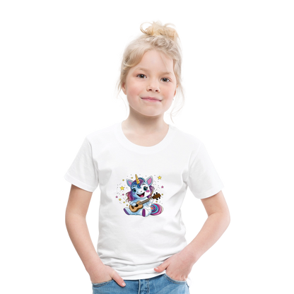 Kinder Premium T-Shirt "Ukulele-Einhorn" - Weiß