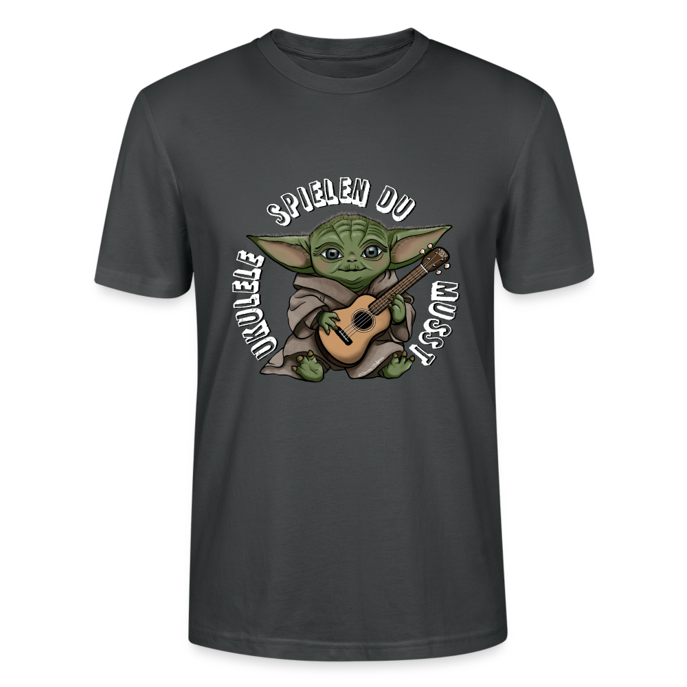 Ukulele T-Shirt Unisex - "Meister Yoda: Ukulele spielen du musst" - Anthrazit