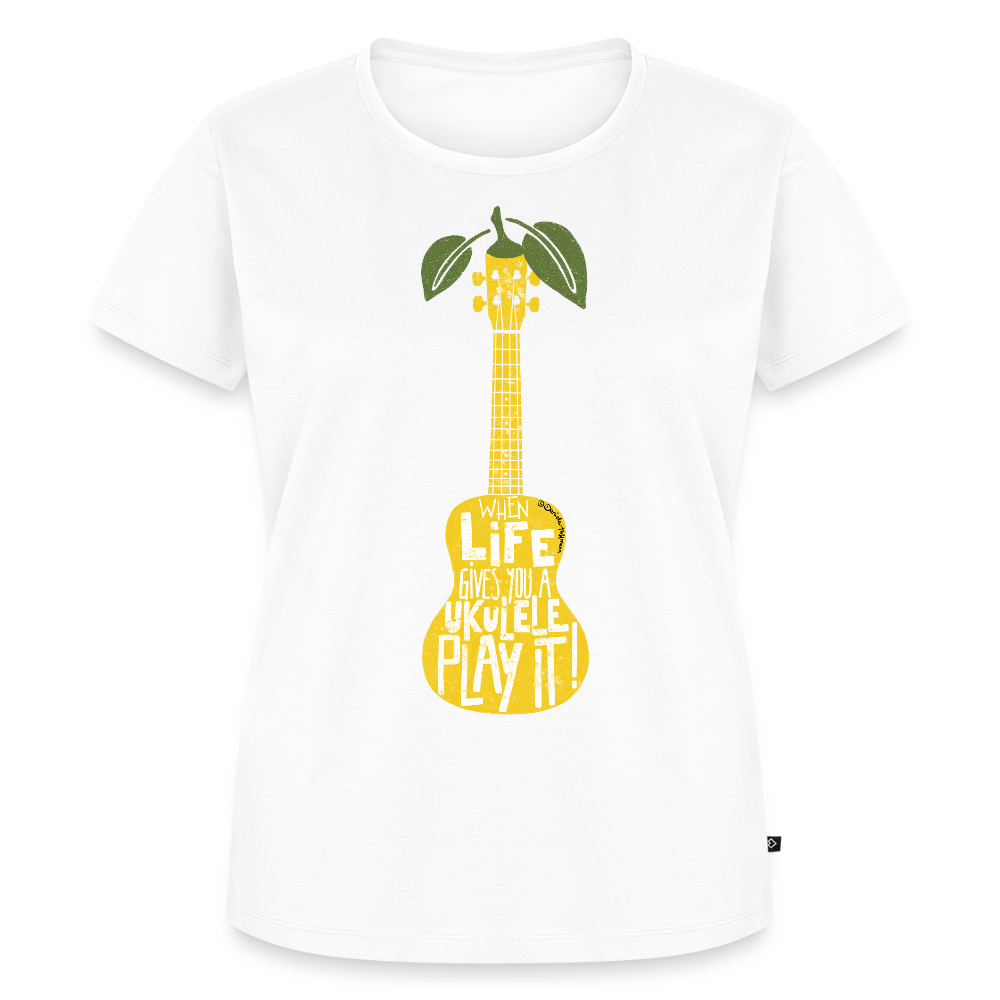 Damen Premium T-Shirt - "When life gives you a Ukulele - Play it!" - Weiß