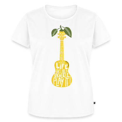 Damen Premium T-Shirt - "When life gives you a Ukulele - Play it!" - Weiß