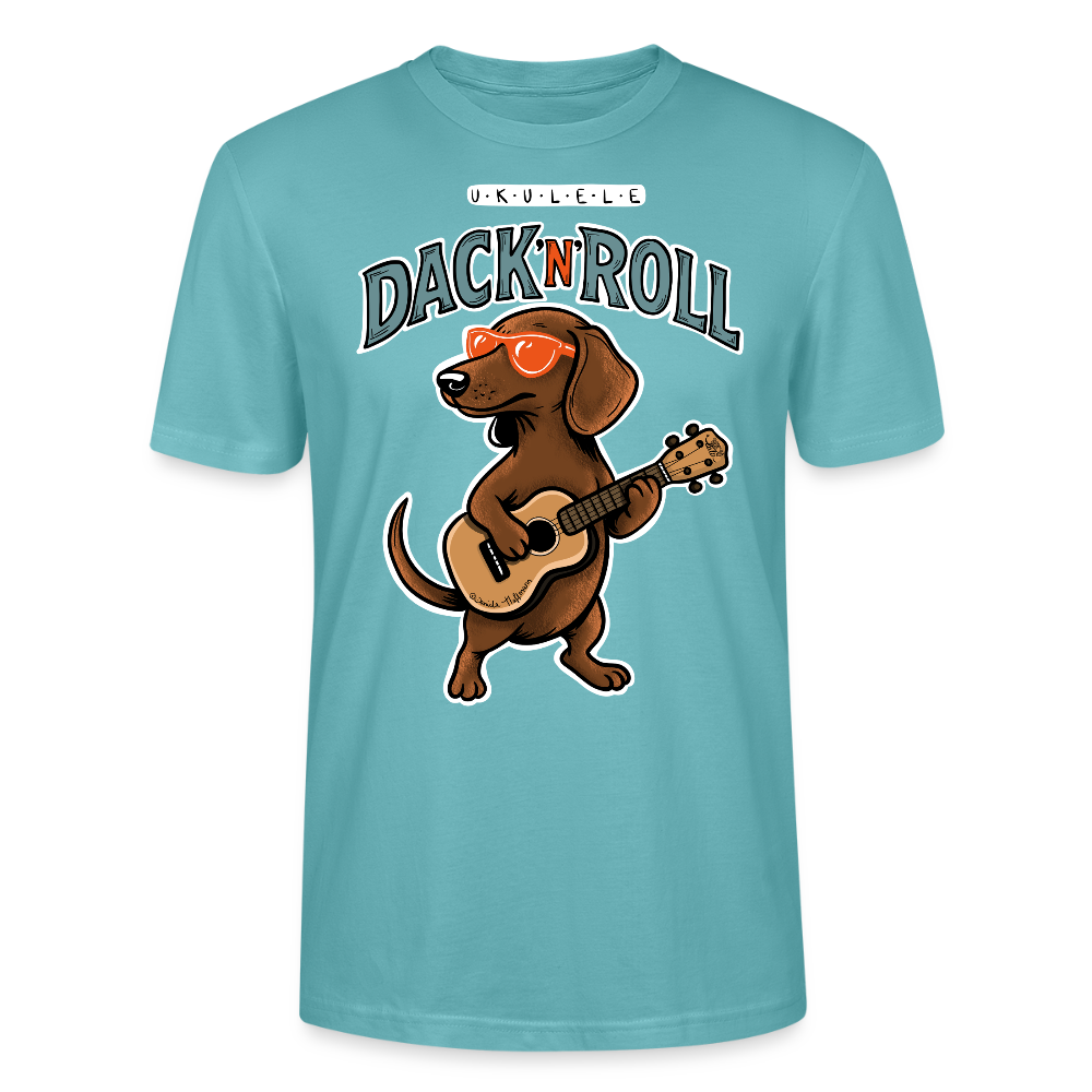 Unisex Ukulele-T-Shirt - „Dack’n’Roll“ - Pastelltürkis