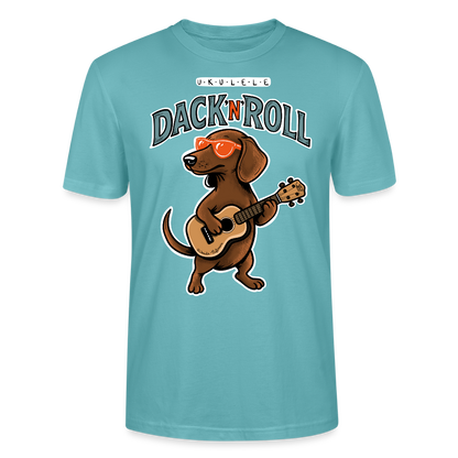 Unisex Ukulele-T-Shirt - „Dack’n’Roll“ - Pastelltürkis