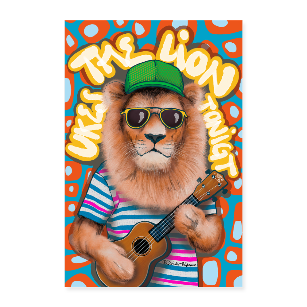 NEU! Poster "The lion ukes tonight" - 60x90 cm - Weiß