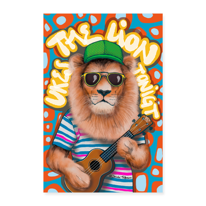 NEU! Poster "The lion ukes tonight" - 60x90 cm - Weiß