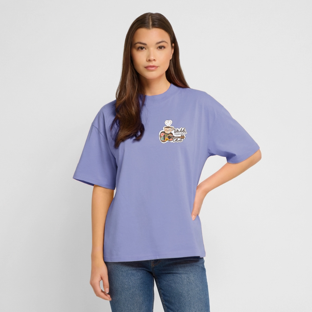 Ukulele Damen T-Shirt - „Ukulele Cappuccino Club“ - CURVY VIBES - Violett