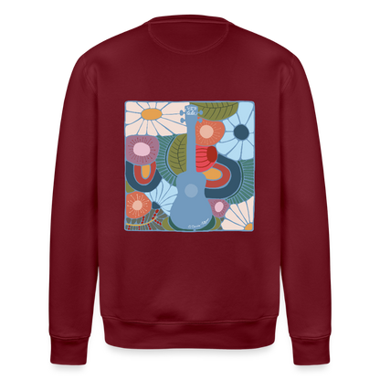 Ukulele-Sweatshirt - "Modern Flowers" - Burgunderrot