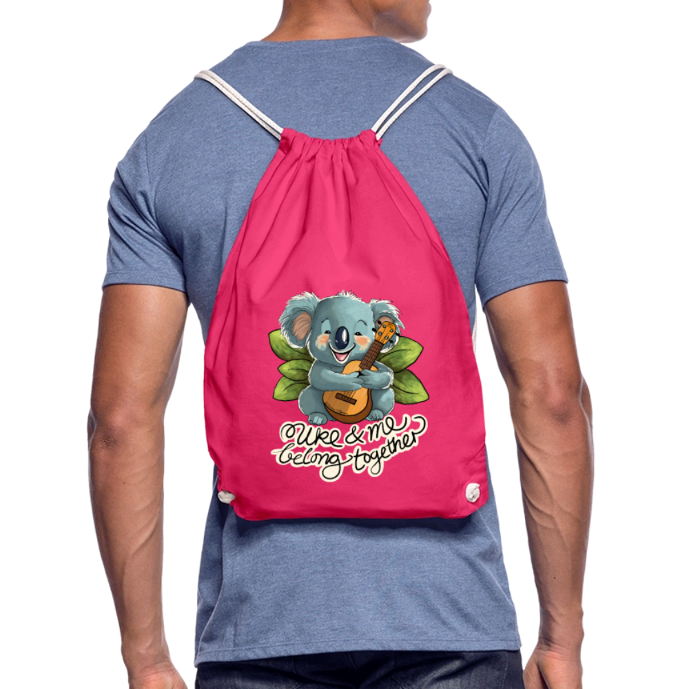 Ukulele Turnbeutel - "Uke and me belong together" - Fuchsia