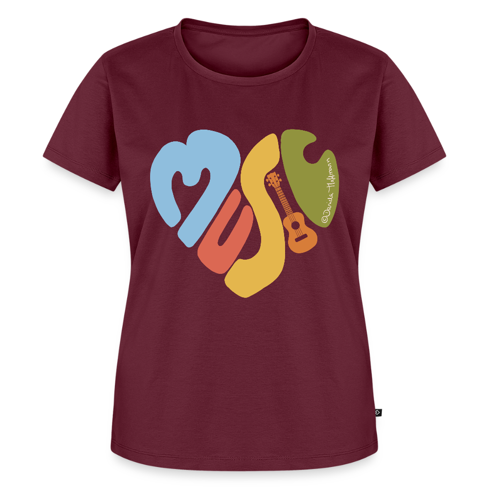 Damen Premium T-Shirt - "Music Love" - Burgunderrot