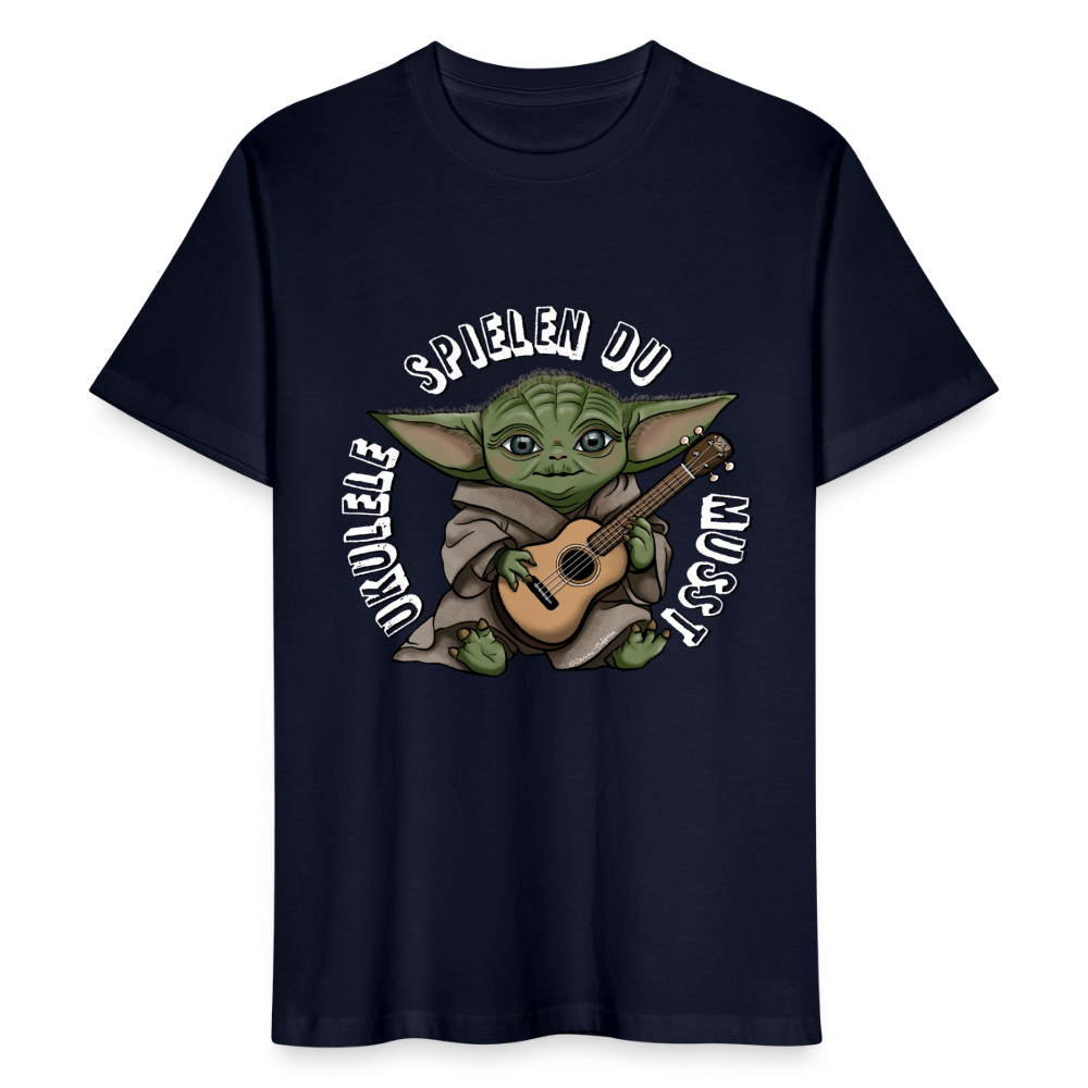 Ukulele T-Shirt Unisex - "Meister Yoda: Ukulele spielen du musst" - Navy