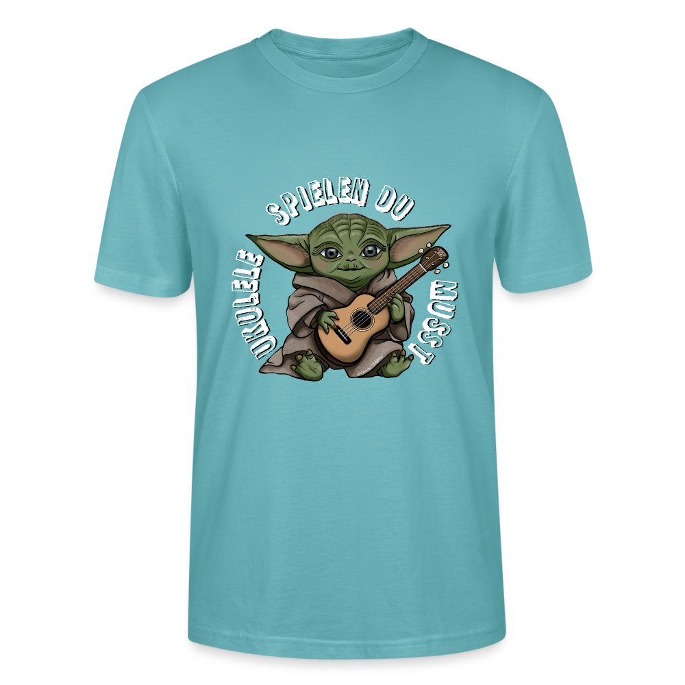 Ukulele T-Shirt Unisex - "Meister Yoda: Ukulele spielen du musst" - Pastelltürkis