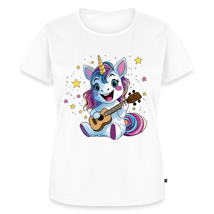 Damen Premium T-Shirt - "Ukulele-Einhorn" - Weiß