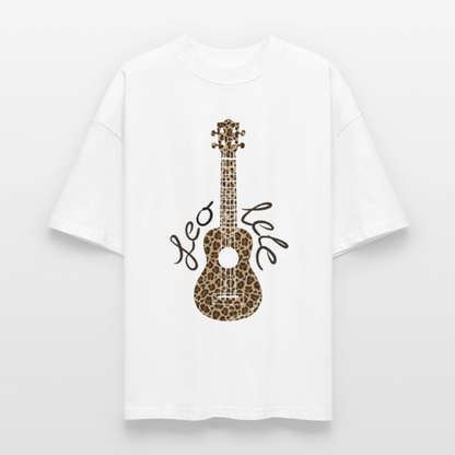 Ukulele Damen T-Shirt - "Leo-lele" - CURVY VIBES - Weiß