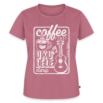 Damen Premium T-Shirt - "Coffee & Ukulele" - Mauve