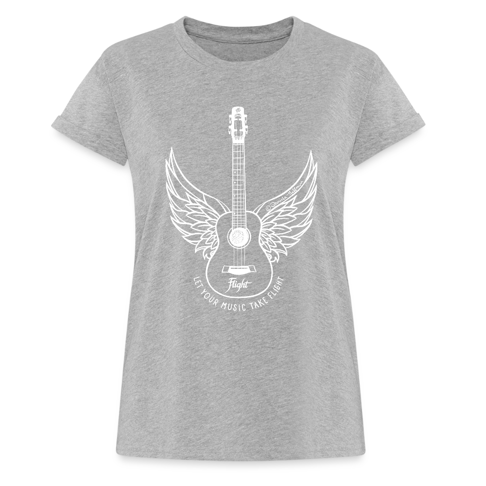 Ukulele Damen T-Shirt - "Let your music take flight" - Grau meliert
