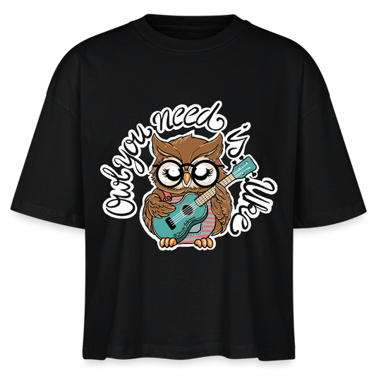 Ukulele Damen-Shirt "Owl you need is Uke" - Schwarz