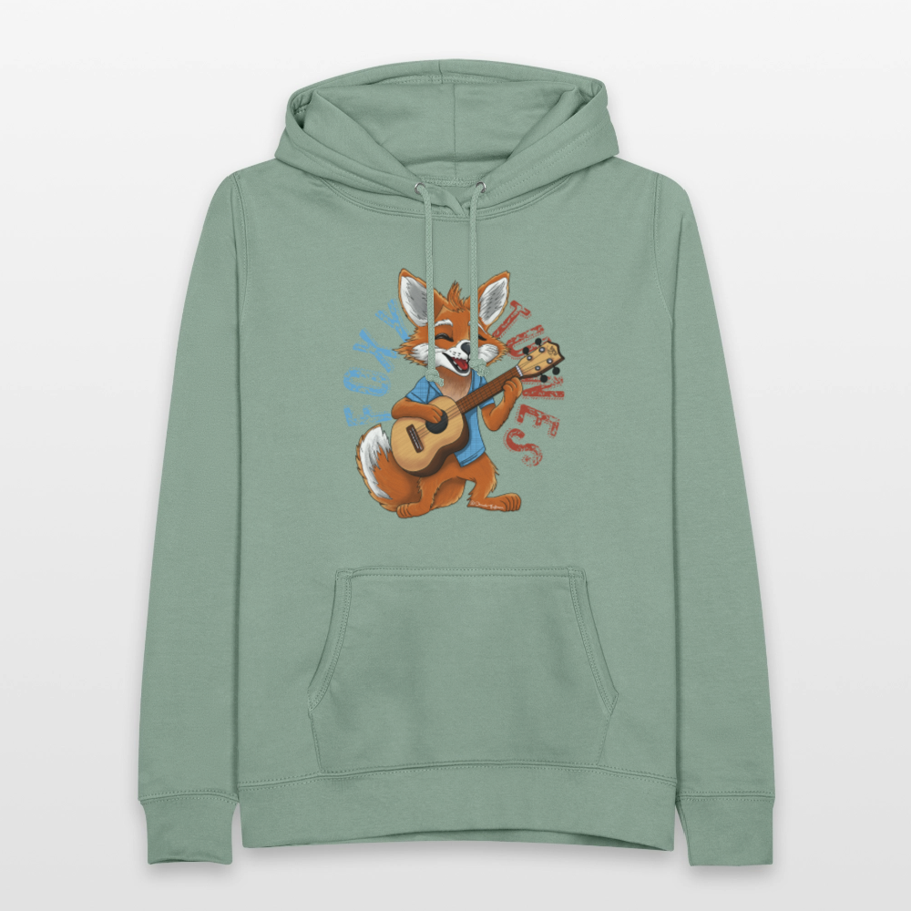Frauen Hoodie - "Foxy Tunes" - Graugrün