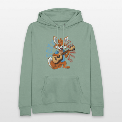 Frauen Hoodie - "Foxy Tunes" - Graugrün