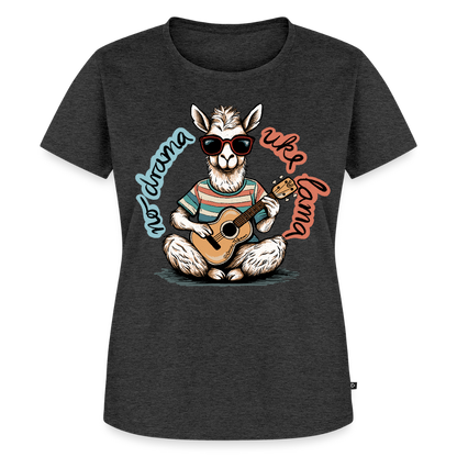 Damen Premium T-Shirt - "No drama - Uke Lama" - Anthrazit meliert
