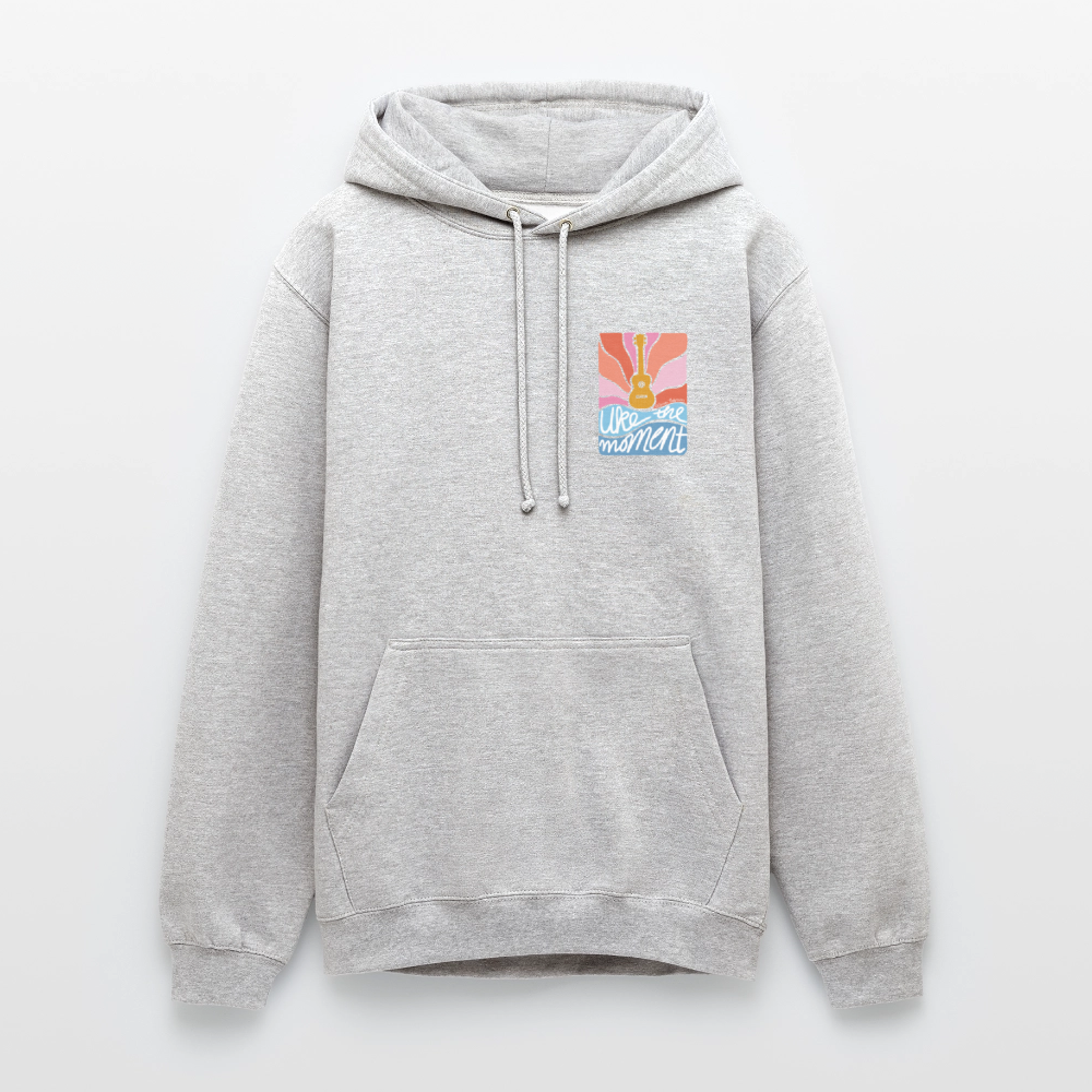 Ukulele Unisex Hoodie - "Uke the moment" - Hellgrau meliert