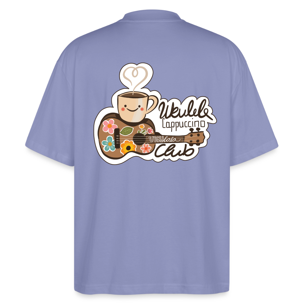 Ukulele Damen T-Shirt - „Ukulele Cappuccino Club“ - CURVY VIBES - Violett