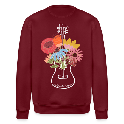 Ukulele-Sweatshirt - "Flower Power" - Burgunderrot
