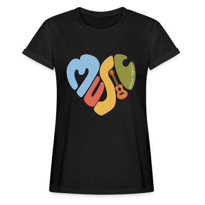 Ukulele Damen T-Shirt - "Music love" - Schwarz