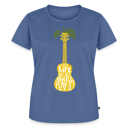 Damen Premium T-Shirt - "When life gives you a Ukulele - Play it!" - Taubenblau