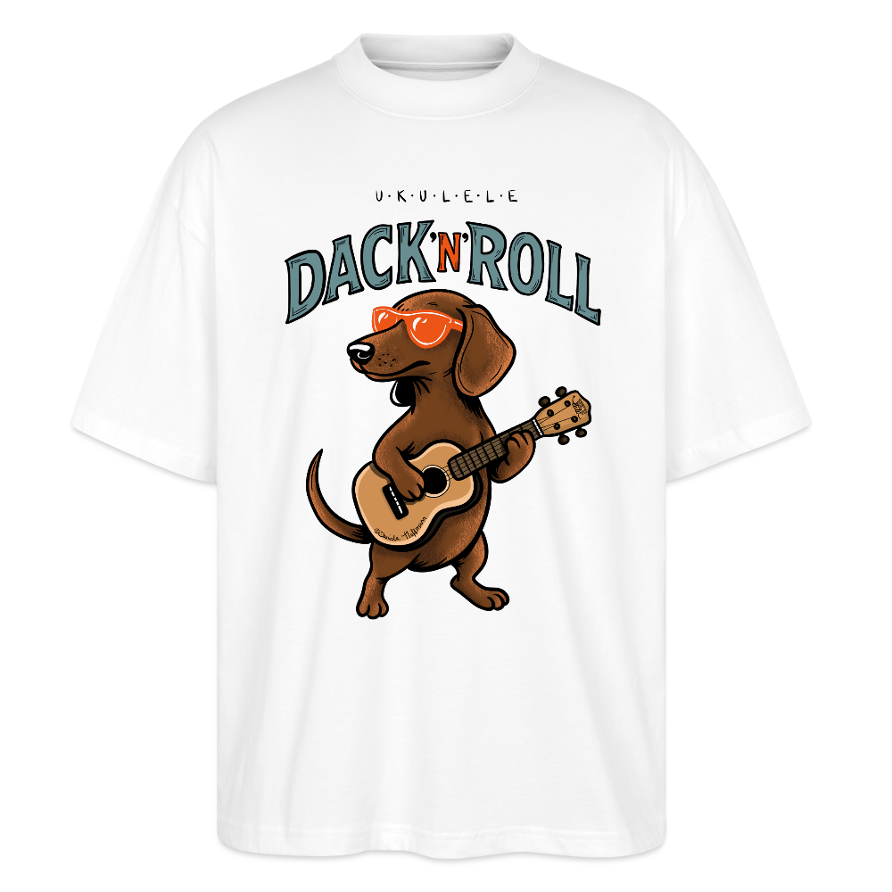 Ukulele Damen T-Shirt - „Dack’n’Roll“ - CURVY VIBES - Weiß