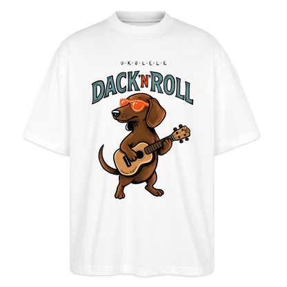 Ukulele Damen T-Shirt - „Dack’n’Roll“ - CURVY VIBES - Weiß