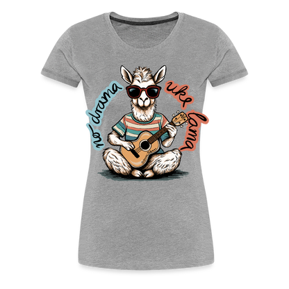 Damen Premium T-Shirt - "No drama - Uke Lama" - Grau meliert