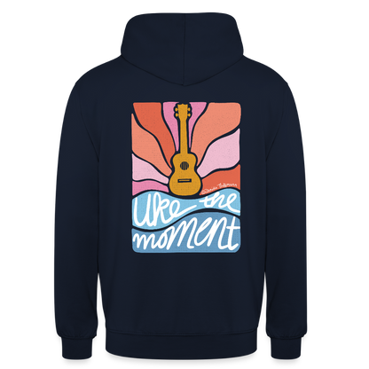 Ukulele Unisex Hoodie - "Uke the moment" - Navy