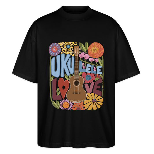 Ukulele Damen T-Shirt - "Ukulele Love" - CURVY VIBES - Schwarz
