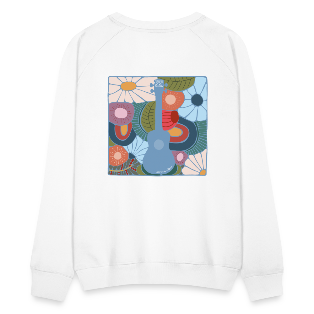 Ukulele-Sweatshirt - Motiv "Modern Flowers" - handgezeichnetes Design - Weiß