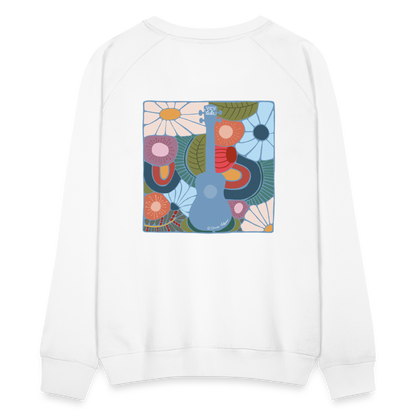 Ukulele-Sweatshirt - Motiv "Modern Flowers" - handgezeichnetes Design - Weiß