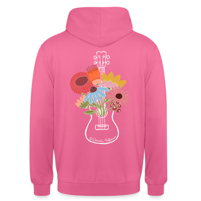 Ukulele Unisex Hoodie - "Flower Power" - Pink