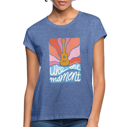 Ukulele Damen T-Shirt - "Uke the moment" - Denim meliert