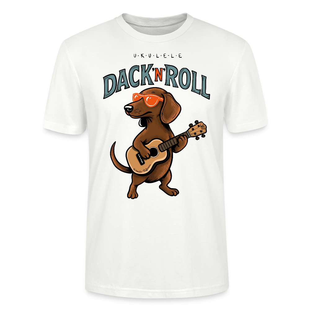 Unisex Ukulele-T-Shirt - „Dack’n’Roll“ - Weiß