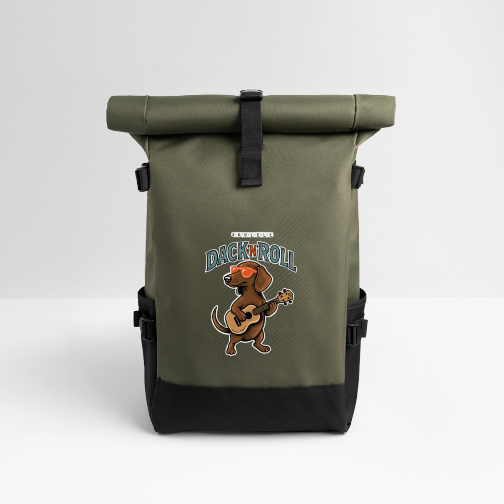 Ukulele Rolltop Rucksack „Dack’n’Roll“ - Olive/Schwarz