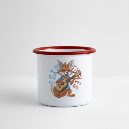 Ukulele Emaille-Tasse - "Foxy Tunes" - Weiß/Rot
