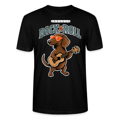 Unisex Ukulele-T-Shirt - „Dack’n’Roll“ - Schwarz