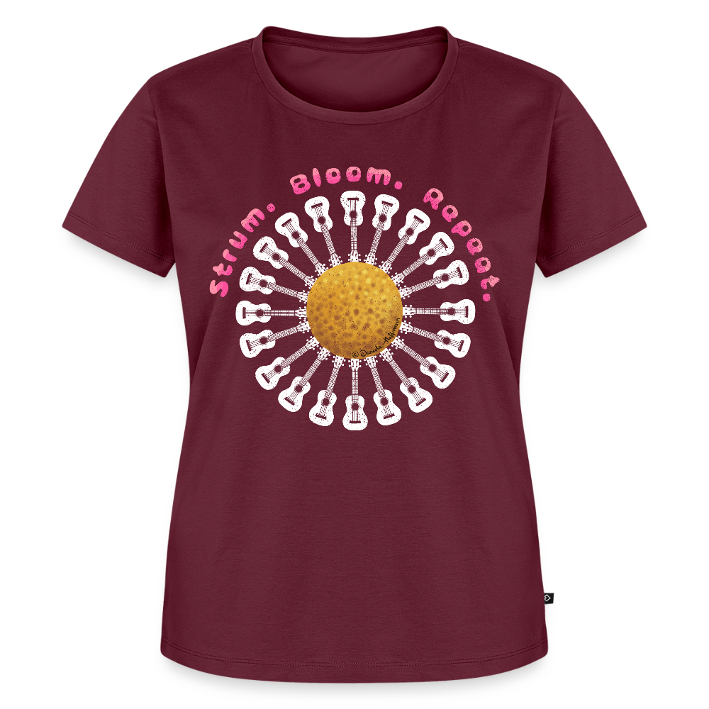 Damen Premium T-Shirt - "Strum. Bloom. Repeat." - Burgunderrot
