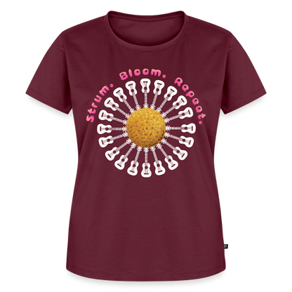 Damen Premium T-Shirt - "Strum. Bloom. Repeat." - Burgunderrot