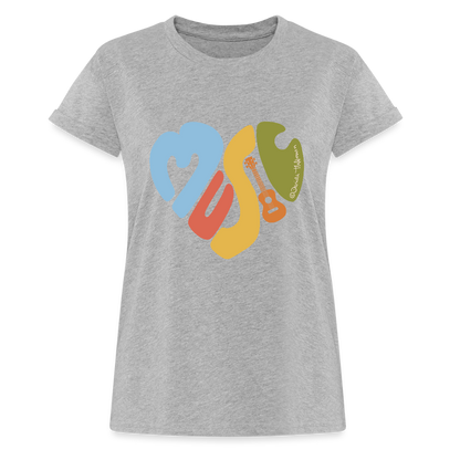 Ukulele Damen T-Shirt - "Music love" - Grau meliert