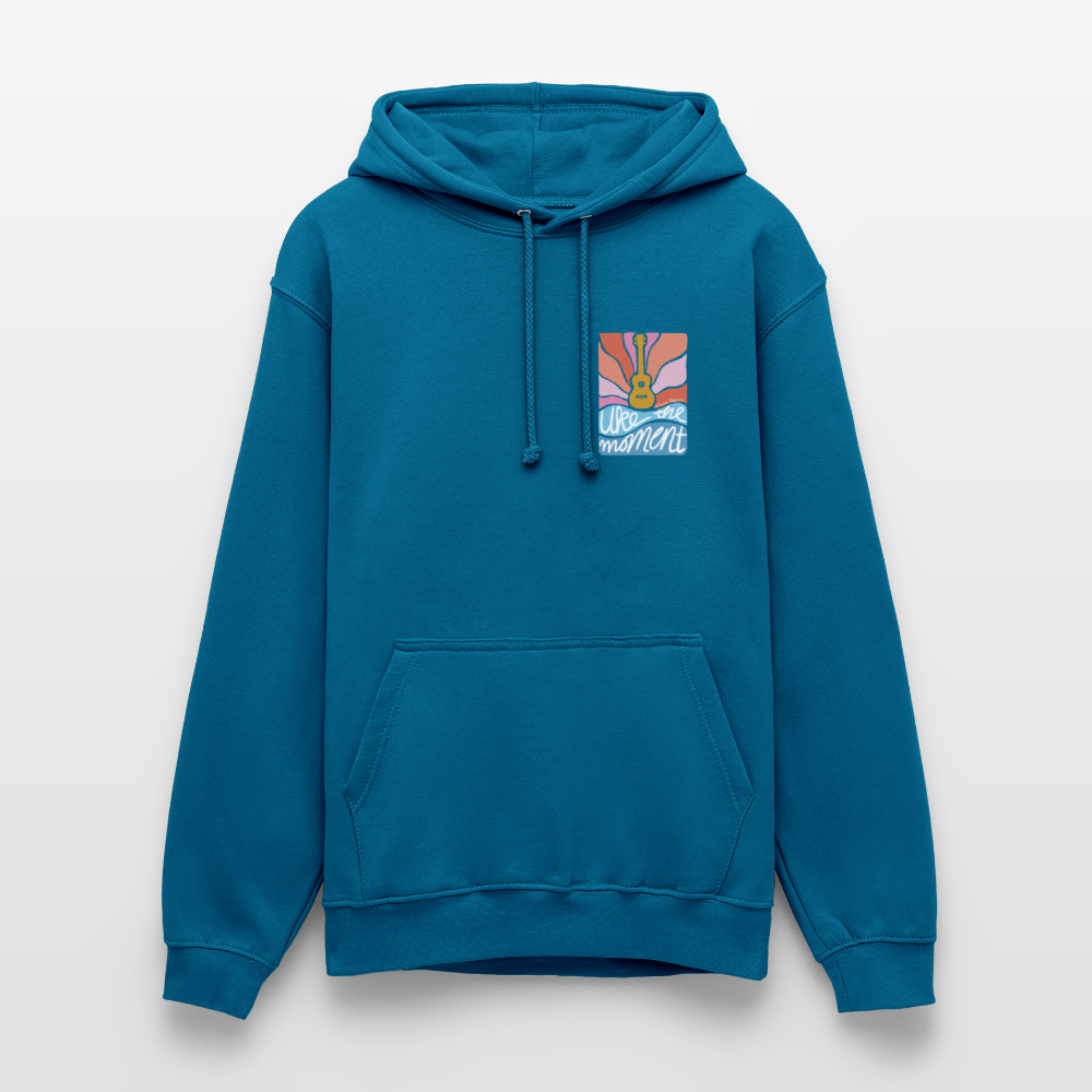 Ukulele Unisex Hoodie - "Uke the moment" - Tiefseeblau 