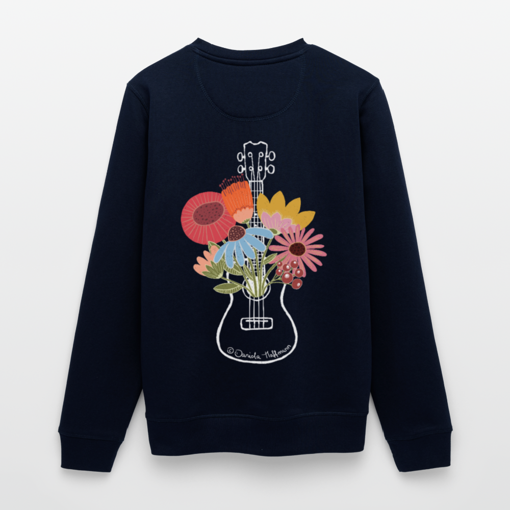 Ukulele-Sweatshirt - "Flower Power" - Navy