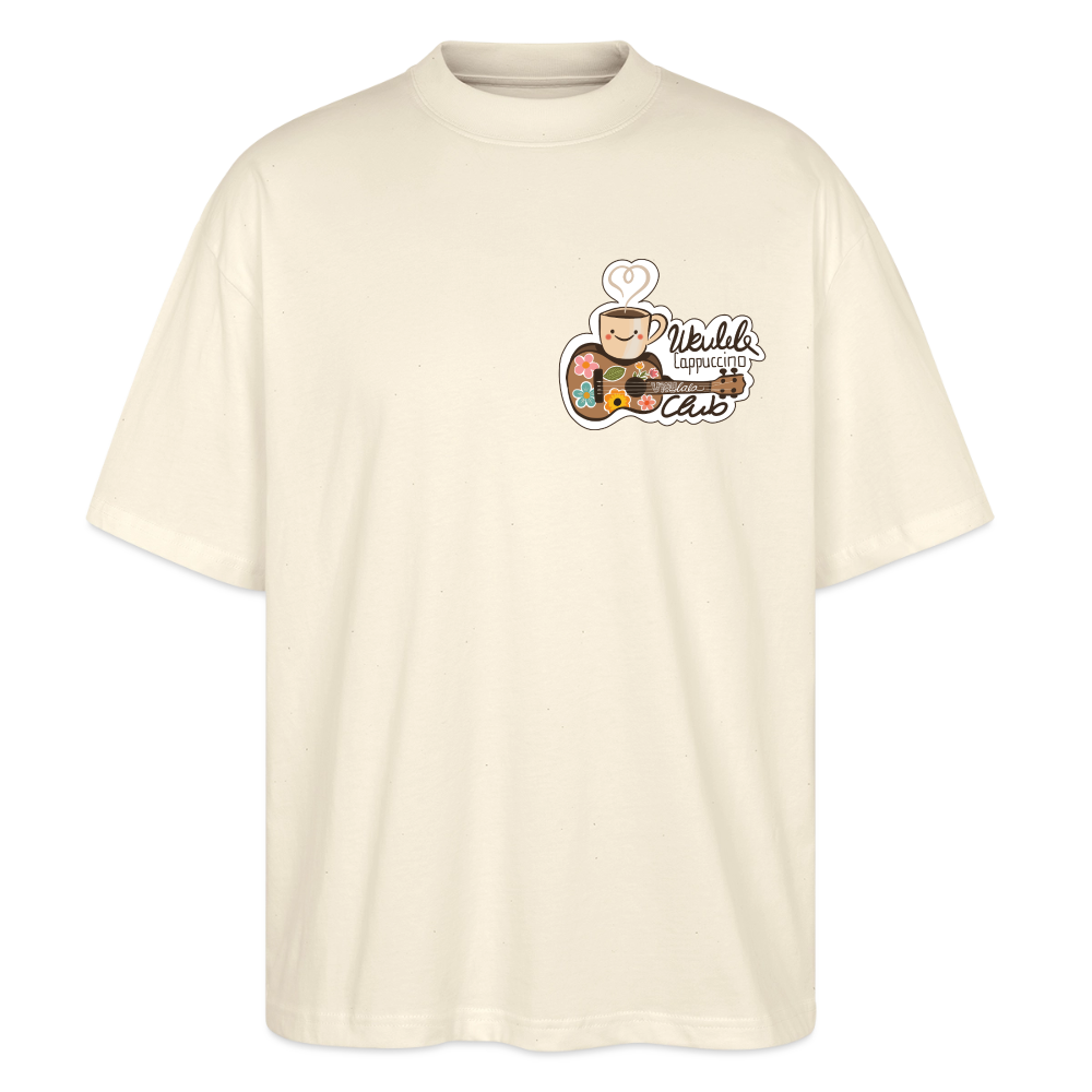 Ukulele Damen T-Shirt - „Ukulele Cappuccino Club“ - CURVY VIBES - Natur