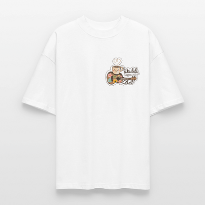 Ukulele Damen T-Shirt - „Ukulele Cappuccino Club“ - CURVY VIBES - Weiß